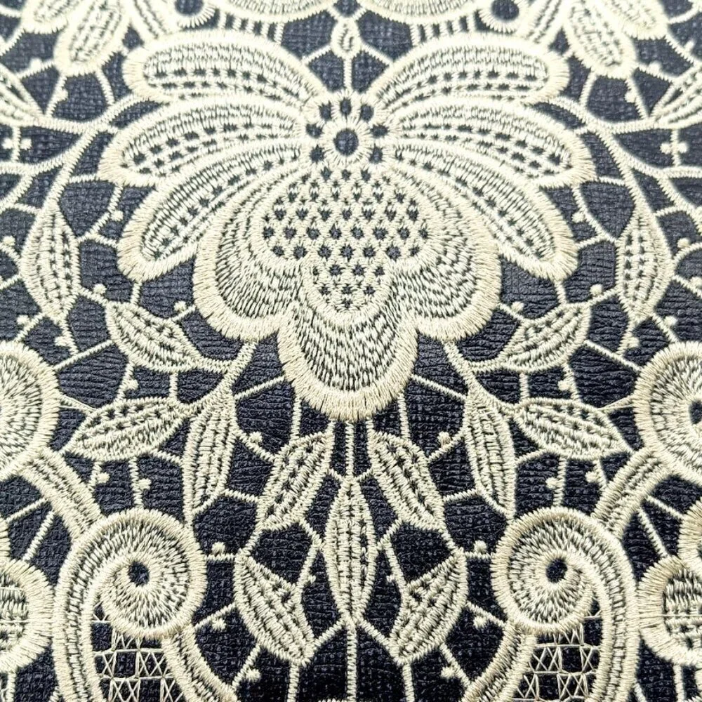 Patricia Nash Toscano Navy Blue Ivory Embroidered Leather Bag
